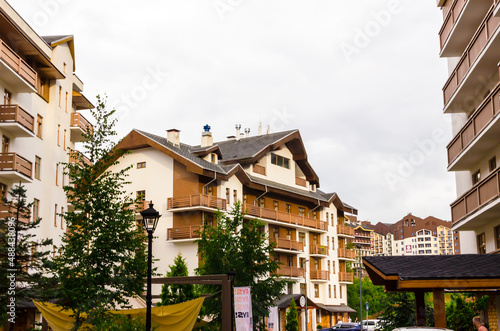 residential buildings on a ski holiday in summer