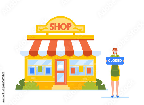 Business Closing during Coronavirus Pandemic, Lockdown Crisis, Unemployment, Debt Problem or Bankruptcy Concept