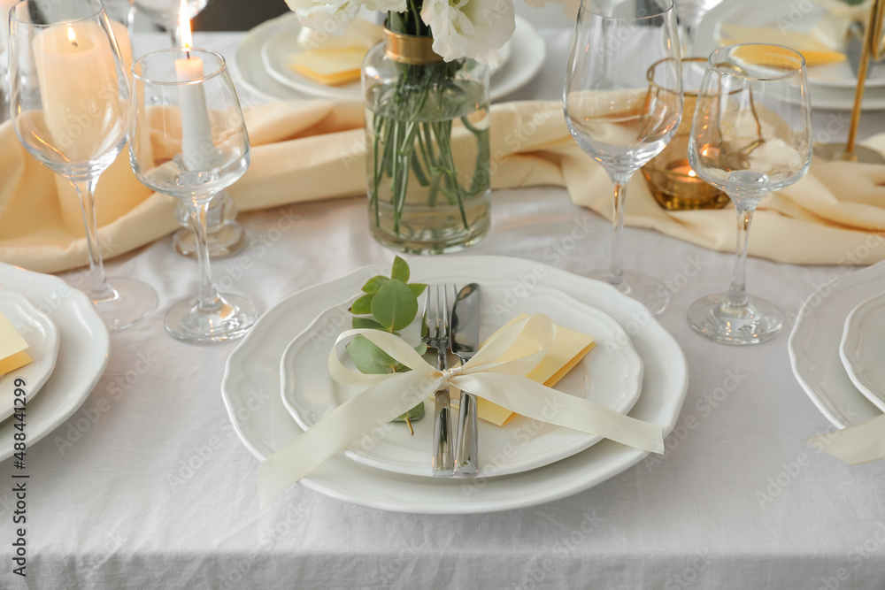 Fototapeta premium Festive table setting with beautiful floral decor