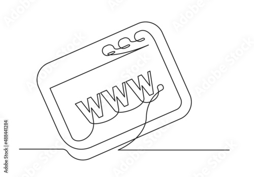 Continuous drawing of one line of an web site. Web concept. Web site isolated on a white background. Vector illustration