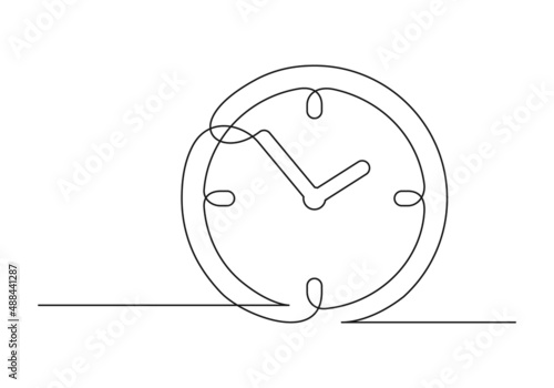 Continuous drawing of one line of an clock. Web concept. Clock isolated on a white background. Vector illustration