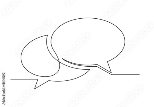 Continuous drawing of one line of an speech bubble. Web concept. Speech bubble isolated on a white background. Vector illustration