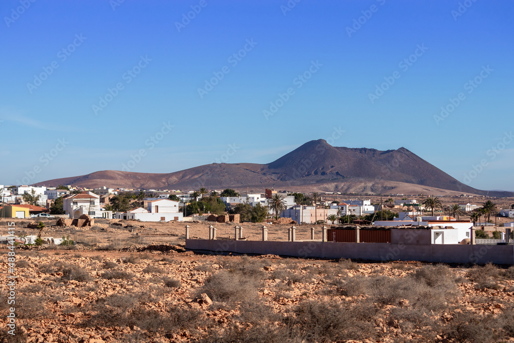 Spain, Jan 2022: Tuineje, town by a volcano in Fuerteventura, Canary Islands, Spain