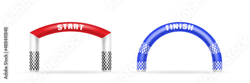 Inflatable arches set realistic with start and finish. 3d air rubber gates columns