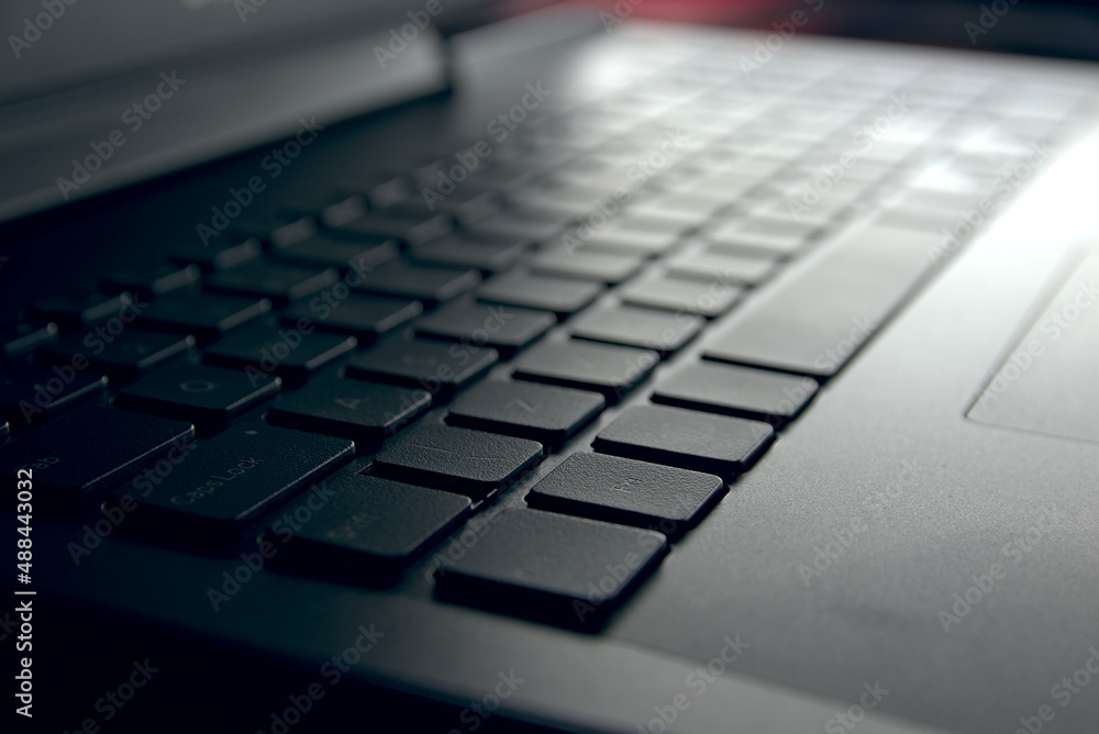 Computer keyboard in a laptop. Computer keys in close-up. Computer keyboard in a laptop. Computer keys in close-up.