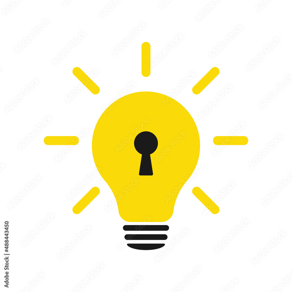 Patented solution. Light bulb and keyhole. Illustration. Isolated on a white background Patented solution. Light bulb and keyhole. Illustration. Isolated on a white background