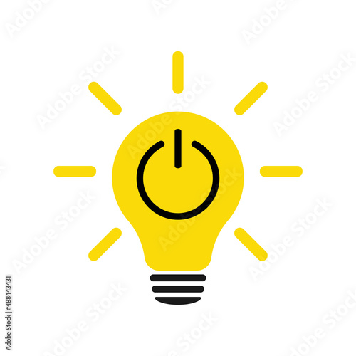 Idea lamp icon. Switch on switch off. Flat style.