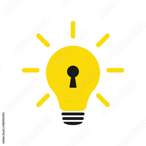 Patented solution. Light bulb and keyhole. Illustration. Isolated on a white background