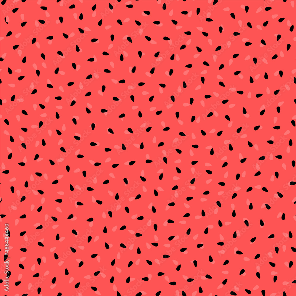 Vector seamless pattern with watermelon seeds. Colorful hand-drawn repeatable background. Colorful backdrop.