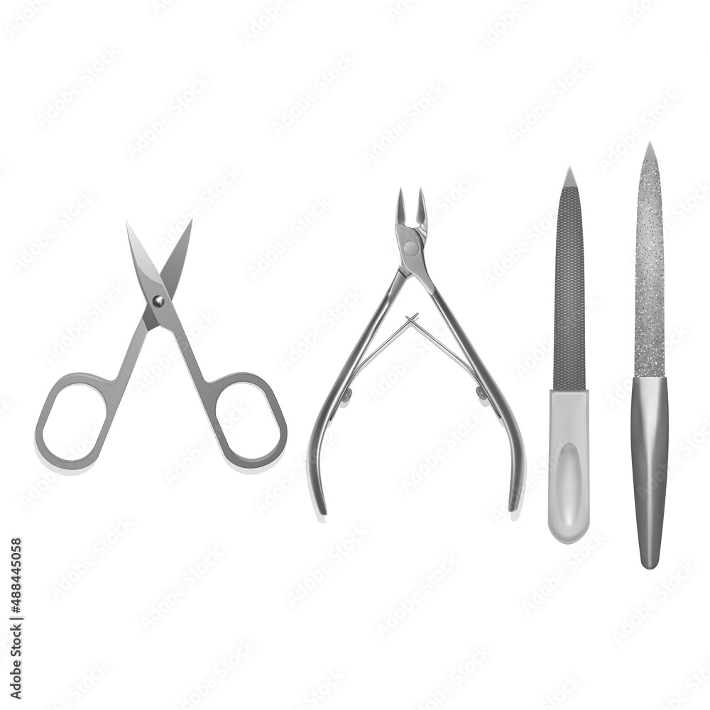 Illustration on the theme of manicure tools, isolated on a white background, Vector format Illustration on the theme of manicure tools, isolated on a white background, Vector format
