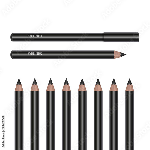 Set of realistic pencil eyeliner icon, vector illustration