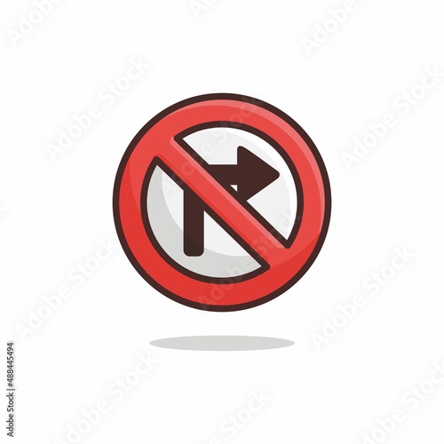 No turn right icon. No turn right flat style isolated on a white background - stock vector. Free Download No turn right icon. No turn right flat style isolated on a white background - stock vector. - GFXLoad