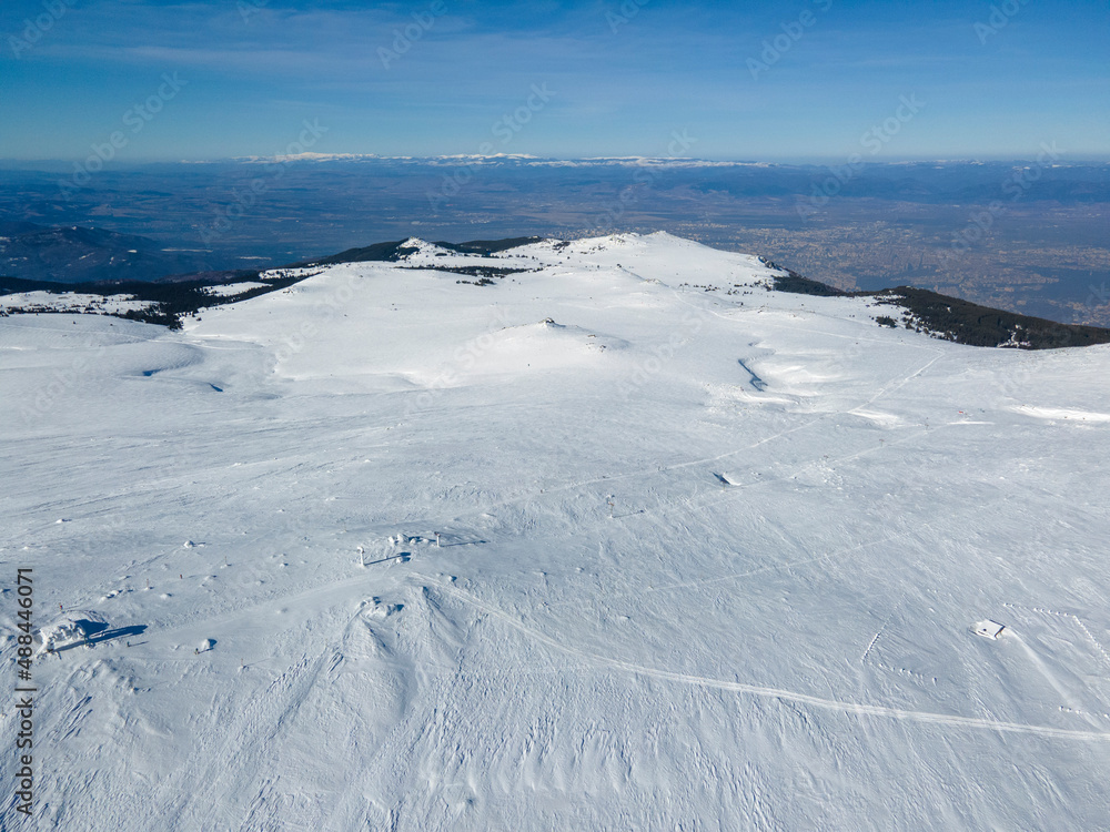 Aerial view of Vitosha Mountain near Cherni Vrah peak, Bulgaria