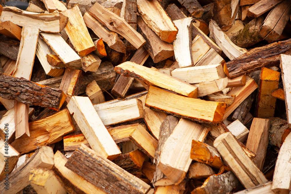 Stock of firewood for heating the house. Stock of firewood for heating the house.