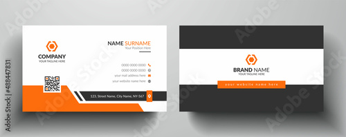 Orange and dark black color modern business card template