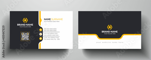 Modern and simple business card design with yellow and dark black color photo
