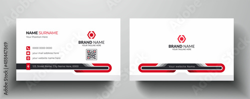 Clean and simple business card design  |  Modern red and dark black color business card template