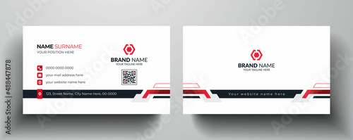 Modern and minimalist business card design  |  Red and dark black color creative business card template