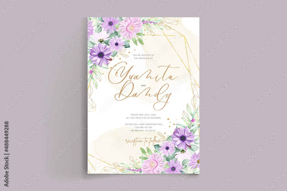 watercolor daisy flower wedding invitation card set