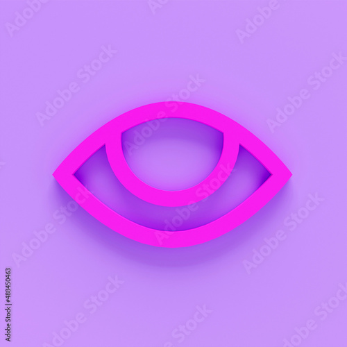 Eye. Identification, health, research, optics concept. 3d render icon. Cartoon minimal style.