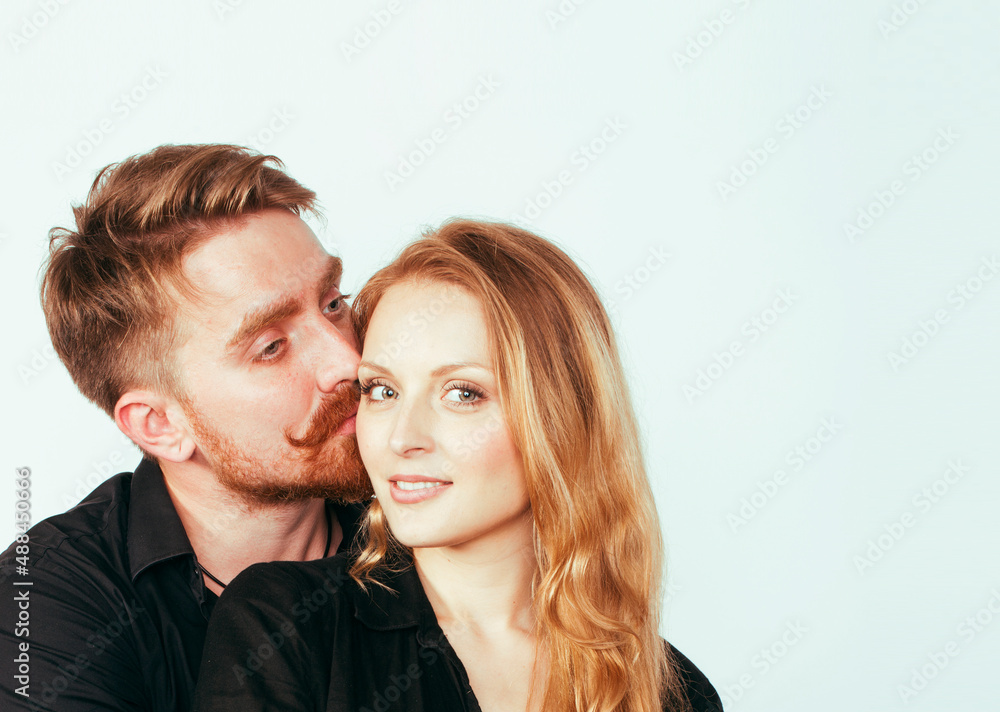 young tender couple, man and woman in love isolated on white, fooling around real modern hipster marriage, lifestyle people concept young tender couple, man and woman in love isolated on white, fooling around real modern hipster marriage, lifestyle people concept