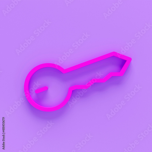 3d render of key icon, in trendy style isolated on colour background. key icon image, key icon illustration.