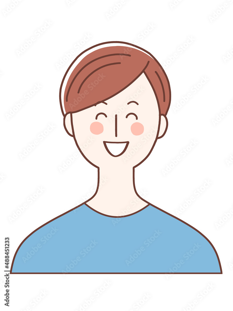a smiling brown-haired man in blue. a smiling brown-haired man in blue.