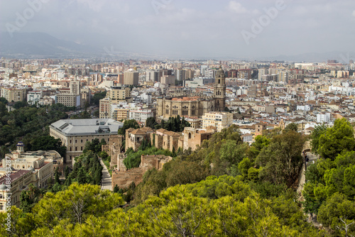 Panoramic view of Malaga in a beautiful spring day, Spain
