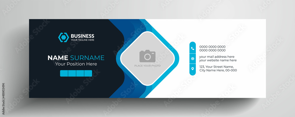 Modern and creative email signature | Personal social media cover page design with an author image place Modern and creative email signature | Personal social media cover page design with an author image place