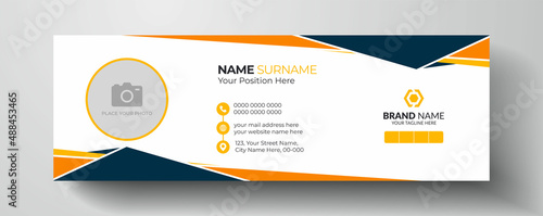 Corporate company modern email signature or email footer template  |  Personal social media cover page design with an author photo place