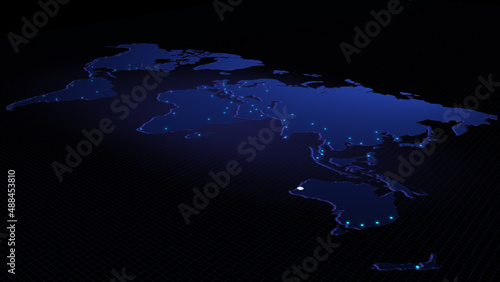 Global connectivity from Perth, Australia to other major cities around the world. Technology and network connection, trading and traveling concept. World map element furnished by NASA
