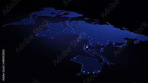 Global connectivity from Singapore to other major cities around the world. Technology and network connection, trading and traveling concept. World map element furnished by NASA
