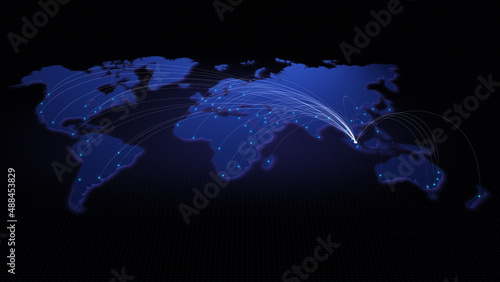 Photography Global connectivity from Singapore to other major cities around the world