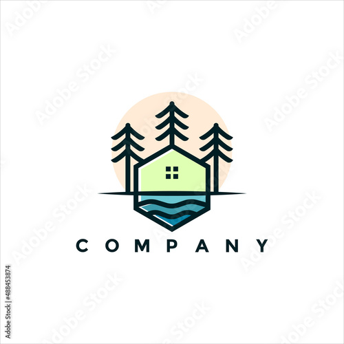Modern lake house logo design for your company or business