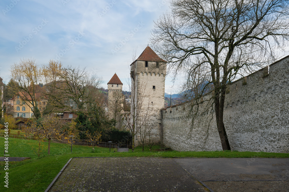 Luzern Musegg Wall (Museggmauer) and Schirmer Tower (Schirmerturm) - Lucerne, Switzerland