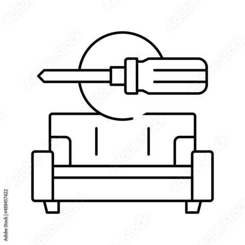 furniture repair line icon vector illustration