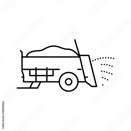 manure spreader farm machine line icon vector illustration