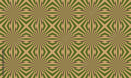 Abstract geometric op art seamless pattern . Optical illusion art in green and brown of earth tone. For wear fabric apparel textile garment phone case cover decoration background.