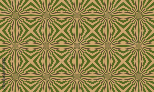 Abstract geometric op art seamless pattern . Optical illusion art in green and brown of earth tone. For wear fabric apparel textile garment phone case cover decoration background.
