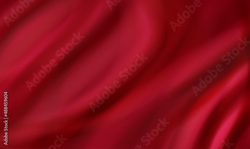 Abstract Red silk fabric realistic textile 3d illustration background