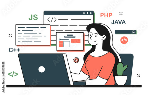Woman writing code