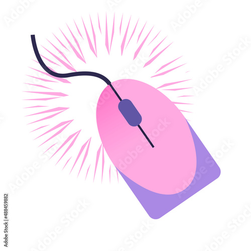 Pink Mouse with Right click effect, in flat styled