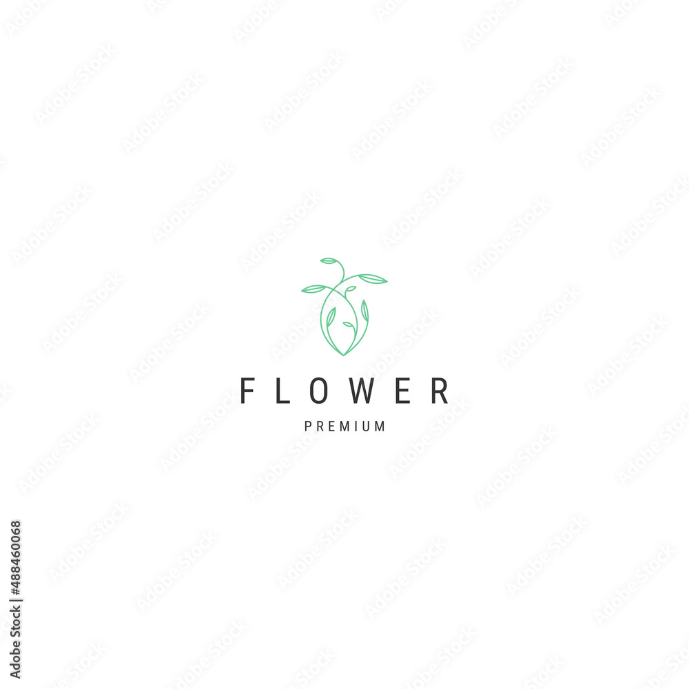 Fototapeta premium Flower leaf line logo icon template