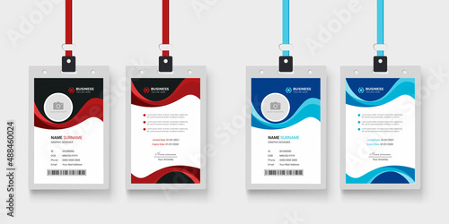 Professional company employee id card template  | Office employee id card design with wavy layout