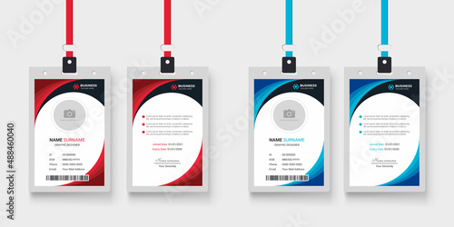 Modern and simple corporate office employee identity card template with two color variation bundle