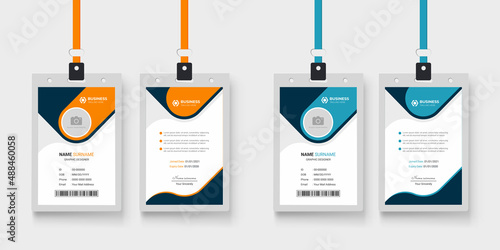 Clean and simple corporate company employee id card design with two color variation bundle