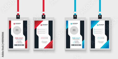 Simple and modern employee id card design with two color variation bundle  |  Office identity card design