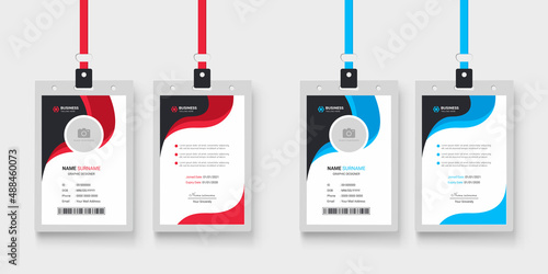 Modern and minimalist layout id card template  |  Two color variation office employee id card design bundle