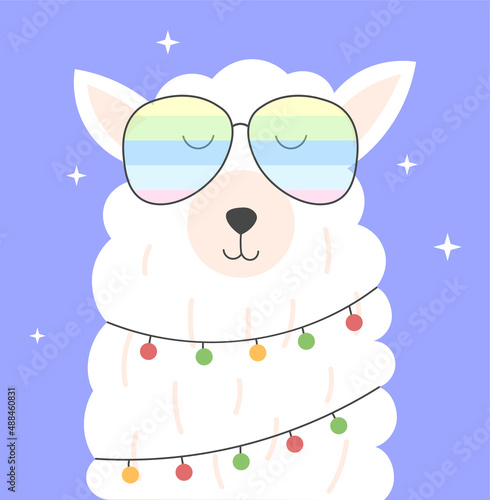 Llama in bright glasses