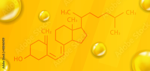 Vitamin D3 chemical formula. Vitamin D3 Realistic chemical molecular structure